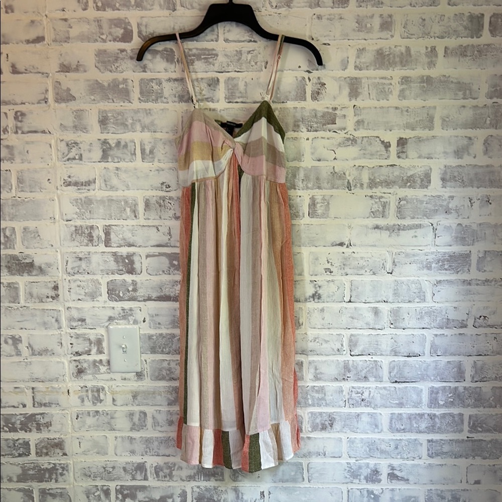 Forever 21 Women’s Dress Striped Multicolor Spaghetti Strap MIDI Size Small Y2K